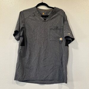 Carhartt Scrub Top V Neck Short Sleeve Dark Grey Workwear Size S